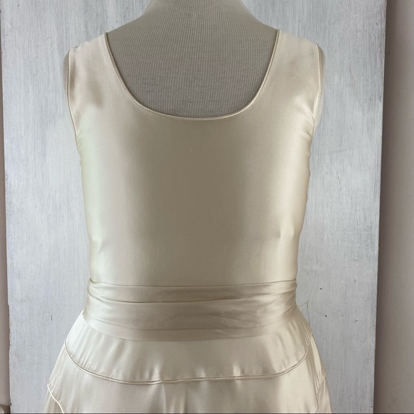 SOLD $$$  J Peterman Size 16 Champagne Beige Silk Satin Sleeveless Dress + Belt - Picture 7 of 11